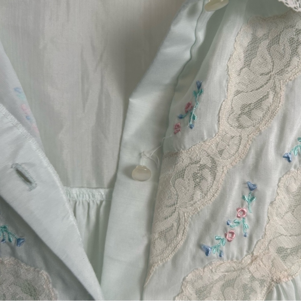 Light Blue Nightgown with Lace Trim - Picture 3 of 6